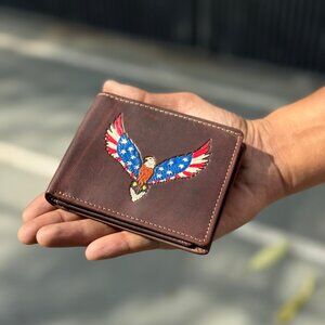 Men's Bifold Wallet with RFID Blocking, Hunter Leather Brown Wallet